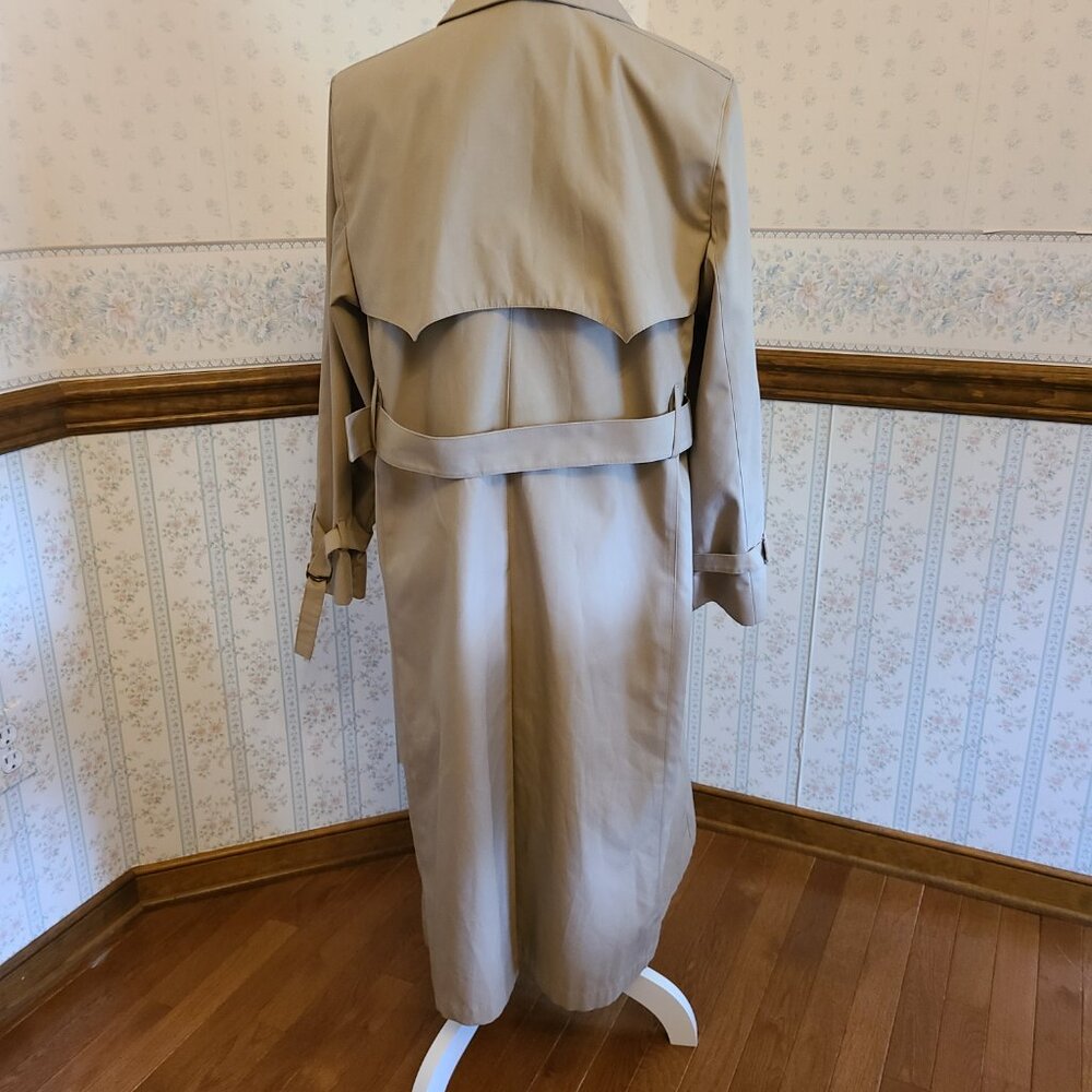 LONDON FOG VINTAGE WOMEN DOUBLE BREASTED BEIGE TRENCH COAT-CLASSIC BELTED STYLE - Picture 6 of 12